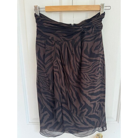 BA&SH Scarlett knee length skirt. Brown Ruffle Zebra Animal Print. Size S - Picture 1 of 8
